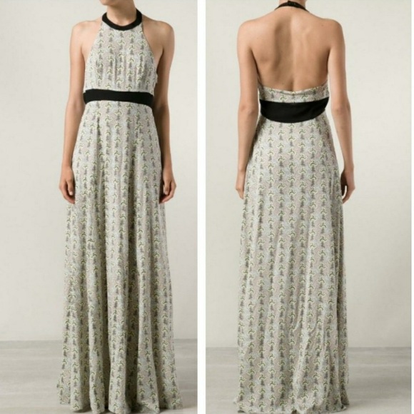 RAG & BONE Cora Printed Silk Halter Maxi Dress - Picture 1 of 5